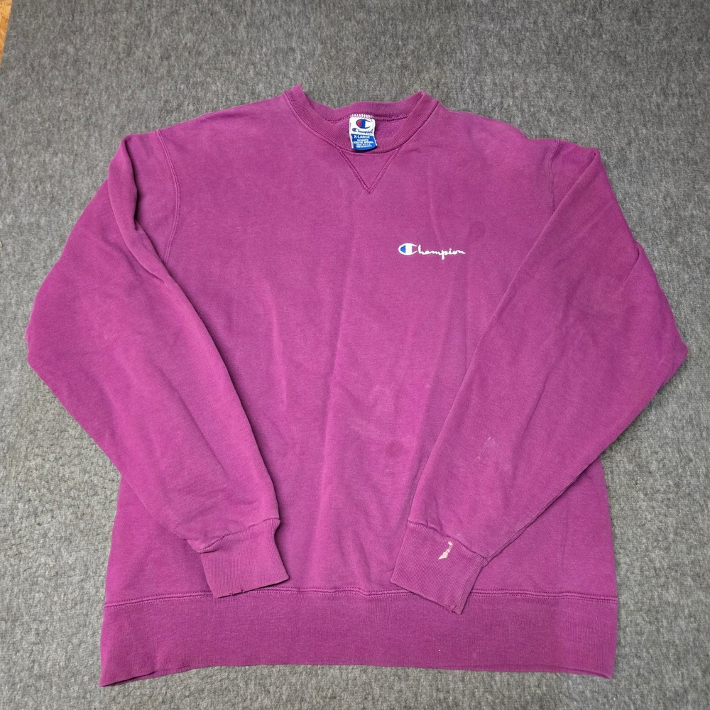 Vintage 90s Champion Sweatshirt Mens XL Purple USA Made Embroidered Logo